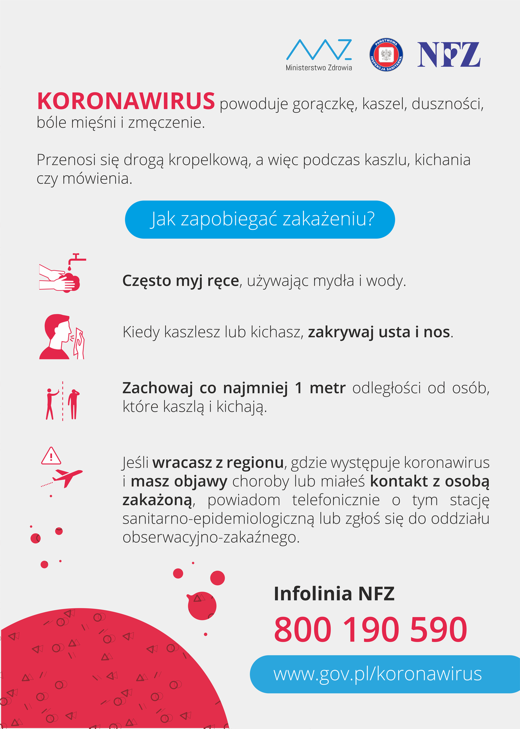 Plakat informacyjny o koronawirusie
