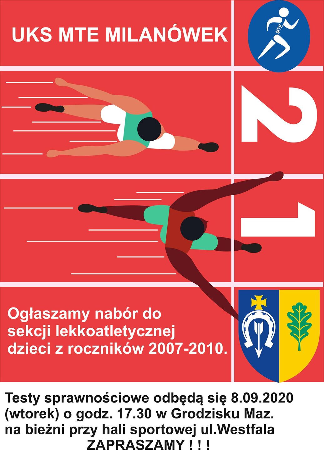 UKS MTE Milanówek - nabór plakat