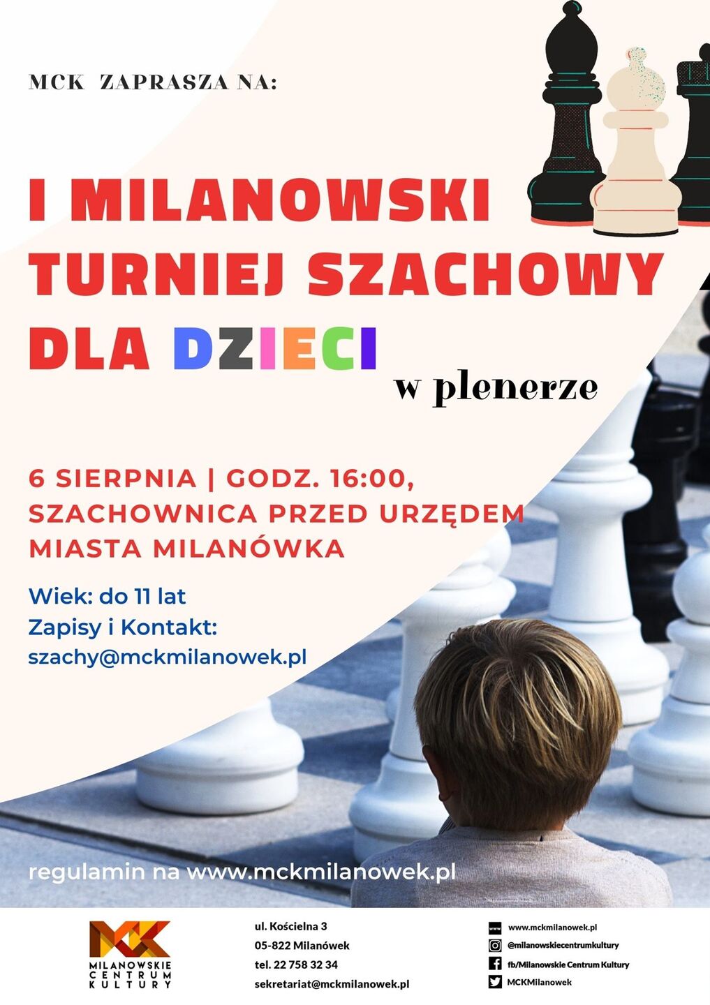 I Milanowski Turniej Szachowy dla dzieci - plakat