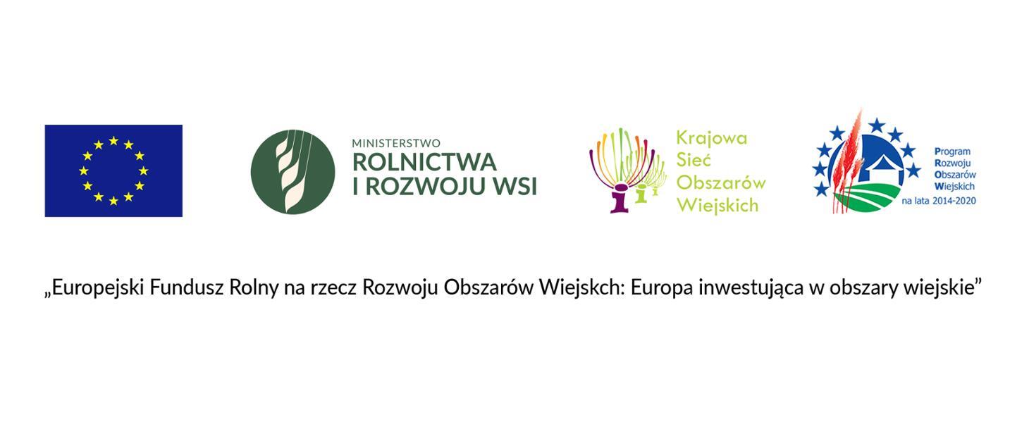Flaga UE, logo MRiRW, logo KSOW, logo PROW. Europejski Fundusz Rolny na rzecz Rozwoju Obszarów Wiejskich: Europa inwestująca w obszary wiejskie