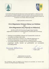 Porozumienie między gminami Milanówek i Welzheim o podtrzymywaniu współpracy