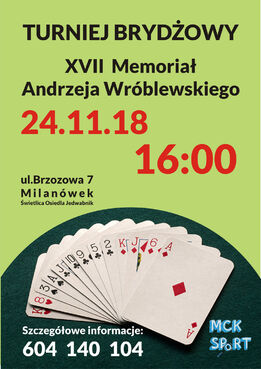Turniej Brydżowy XVII Memoriał Andrzeja Wróblewskiego - grafika