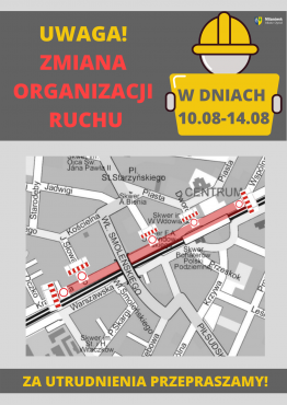 Zmiana organizacji ruchu w dniach 10-14.08 - grafika