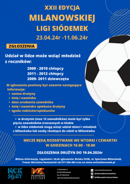 Turniej piłkarski „Młodzieżowej Milanowskiej Ligi Siódemek”  - grafika