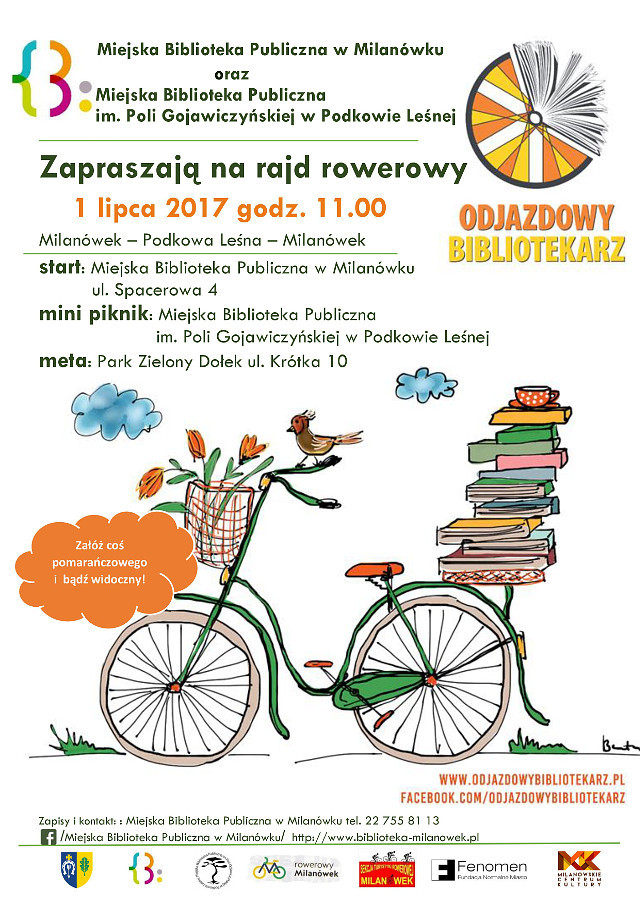 Plakat z zaproszeniem na rajd rowerowy Odjazdowy Bibliotekarz