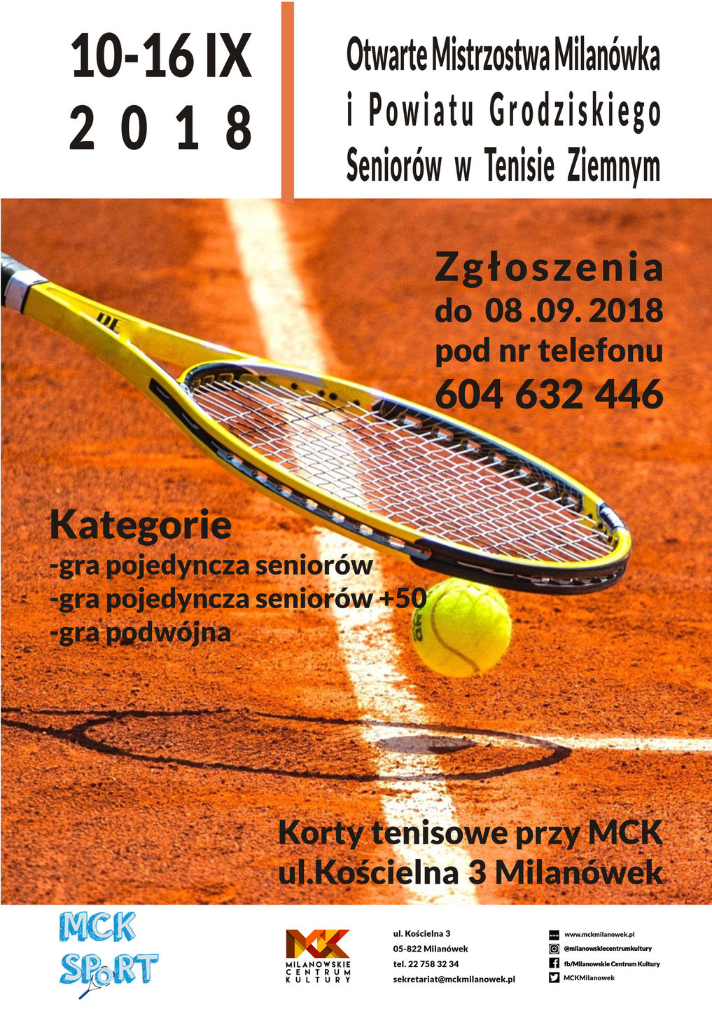 Plakat promujący Mistrzostwa Seniorów w tenisie ziemnym