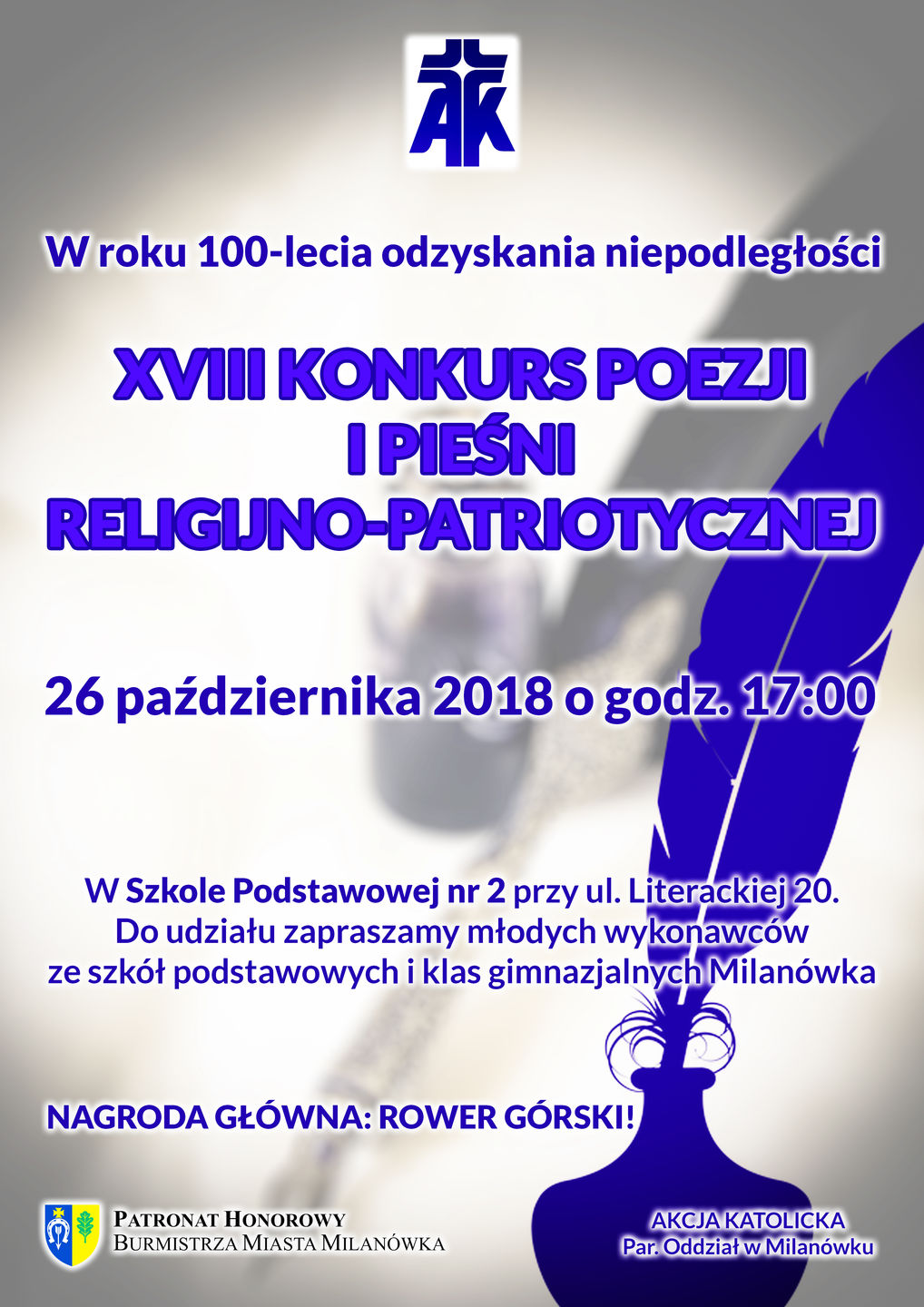 Plakat promujący XVIII konkurs poezji i pieśni religijno-patriotycznej