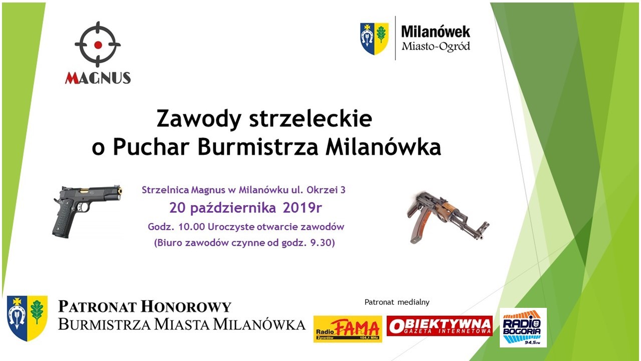 Plakat promujący "Zawody o Puchar Burmistrza Milanówka"