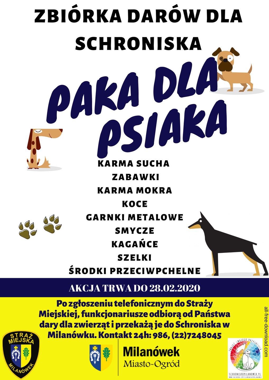 Plakat promujący akcję "Paka dla psiaka"