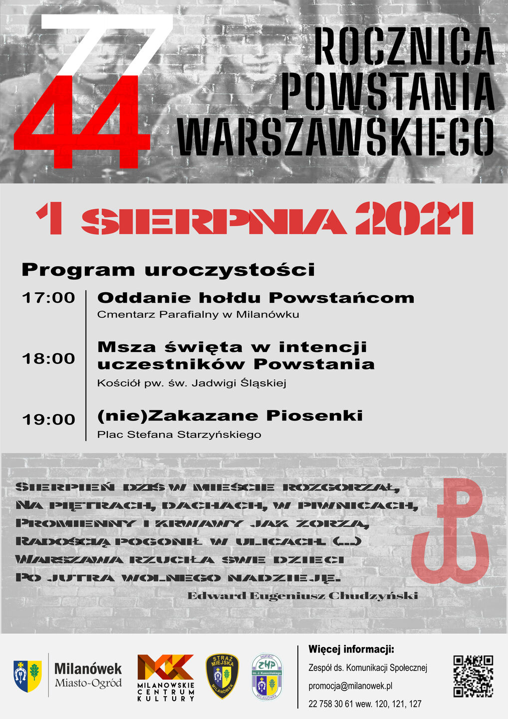 77. rocznica wybuchu Powstania Warszawskiego - plakat