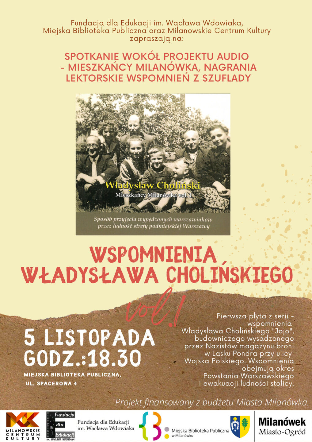 Plakat "Wspomnienia Władysława Cholińskiego"
