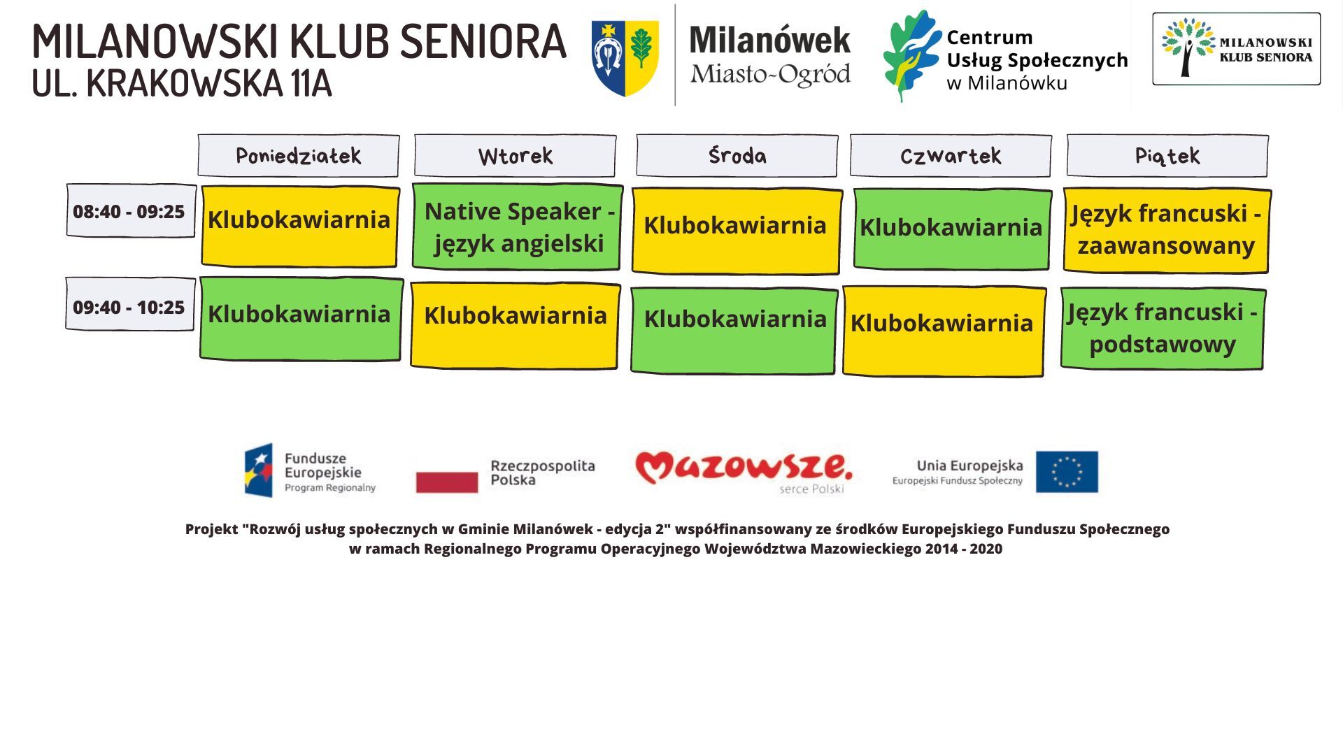 Harmonogram Milanowskiego Klubu Seniora