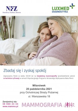 Zbadaj się i zyskaj spokój – bezpłatna mammografia w Milanówku - grafika