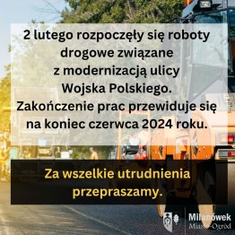 Rozpoczęły się prace drogowe związane z modernizacją ul. Wojska Polskiego.  - grafika